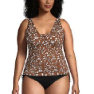 Women's Plus Size Chlorine Resistant Tummy Control Grecian Tankini Top Swimsuit